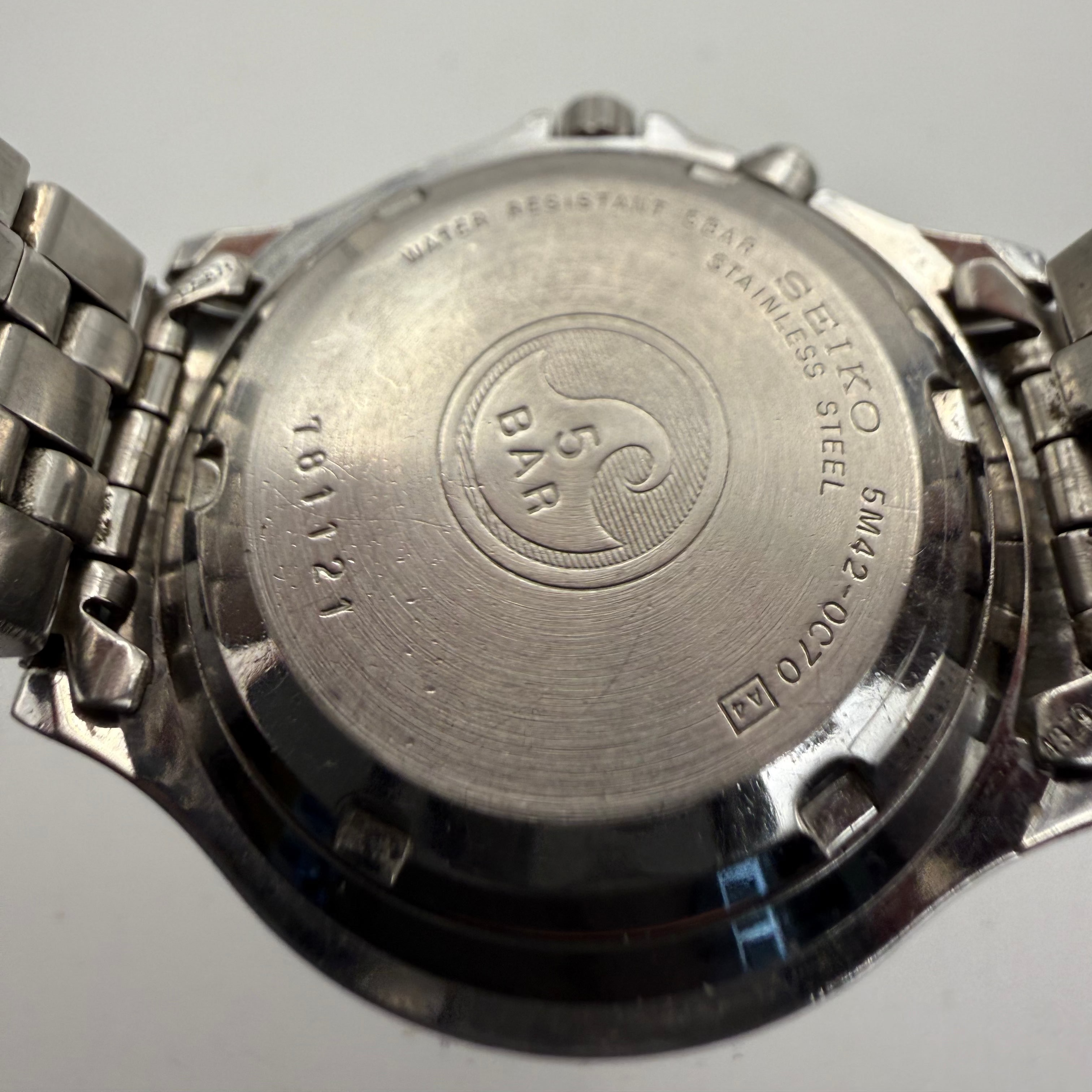 Seiko Kinetic SQ50 5M42-0F08 Blue Dial Stainless Steel Watch – August 2001- £139.99