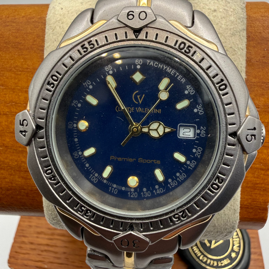 Claude Valentini Premier Sports – New Old Stock – Full Set – Blue Dial- £65.00