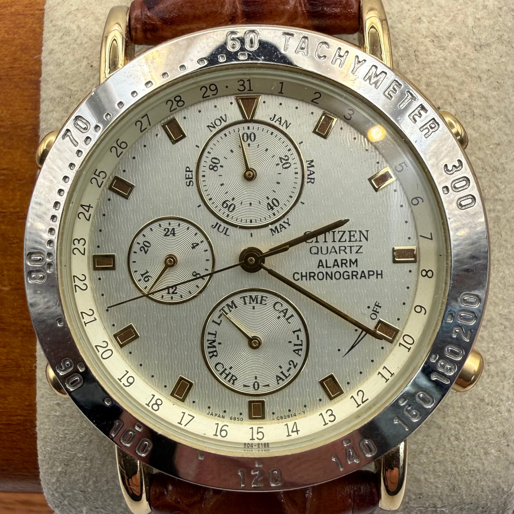Citizen Quartz Alarm Chronograph Multi-Function – Full Set – Gold Tone – Vintage 1990s- £130.00