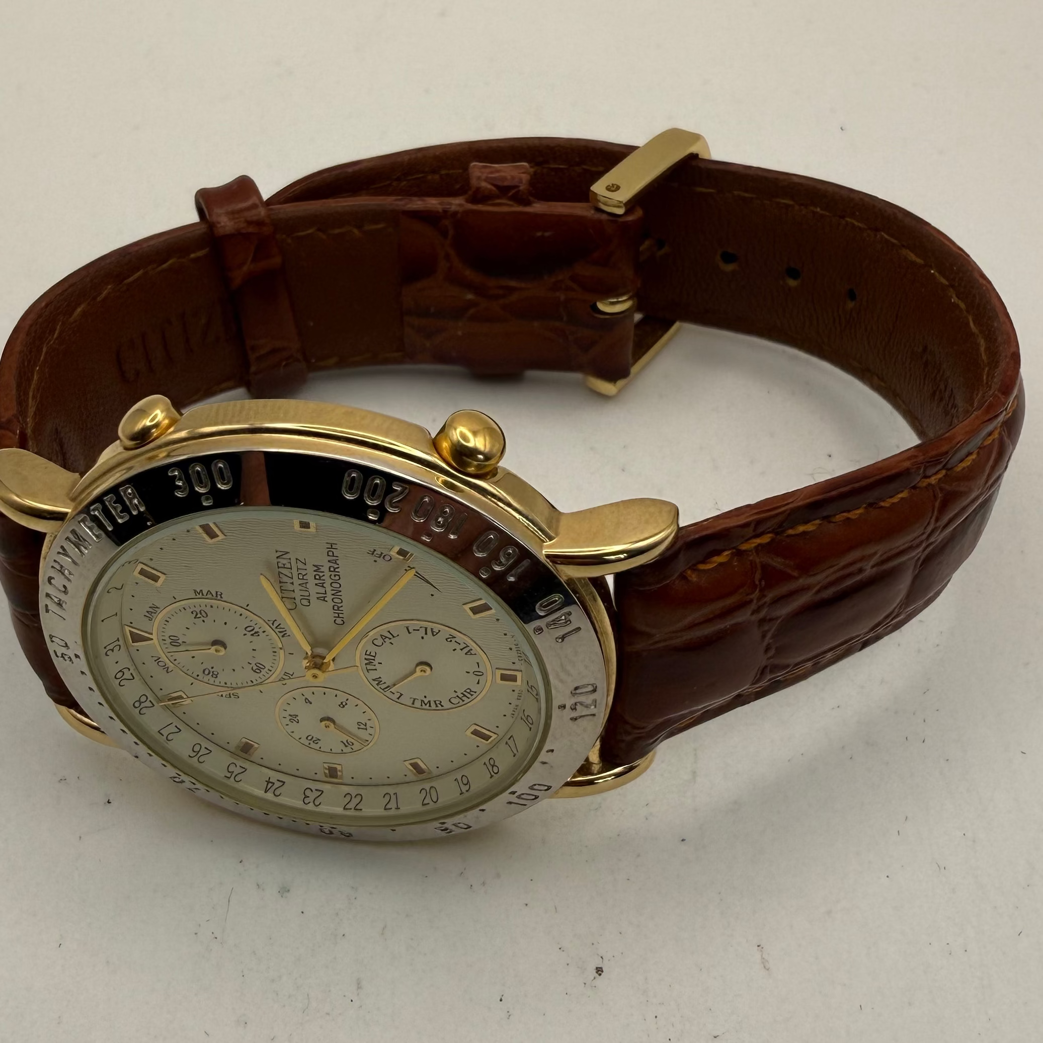 Citizen Quartz Alarm Chronograph Multi-Function – Full Set – Gold Tone – Vintage 1990s- £130.00