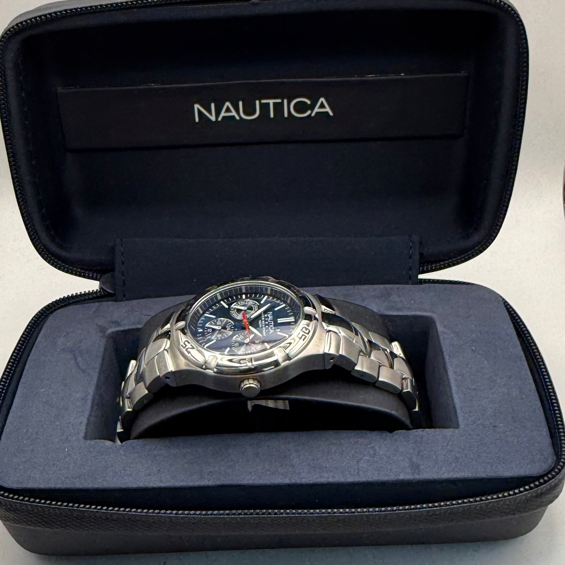 Nautica Steel Blue Dial Men’s Watch 100M Stainless Steel Full Set- £85.00