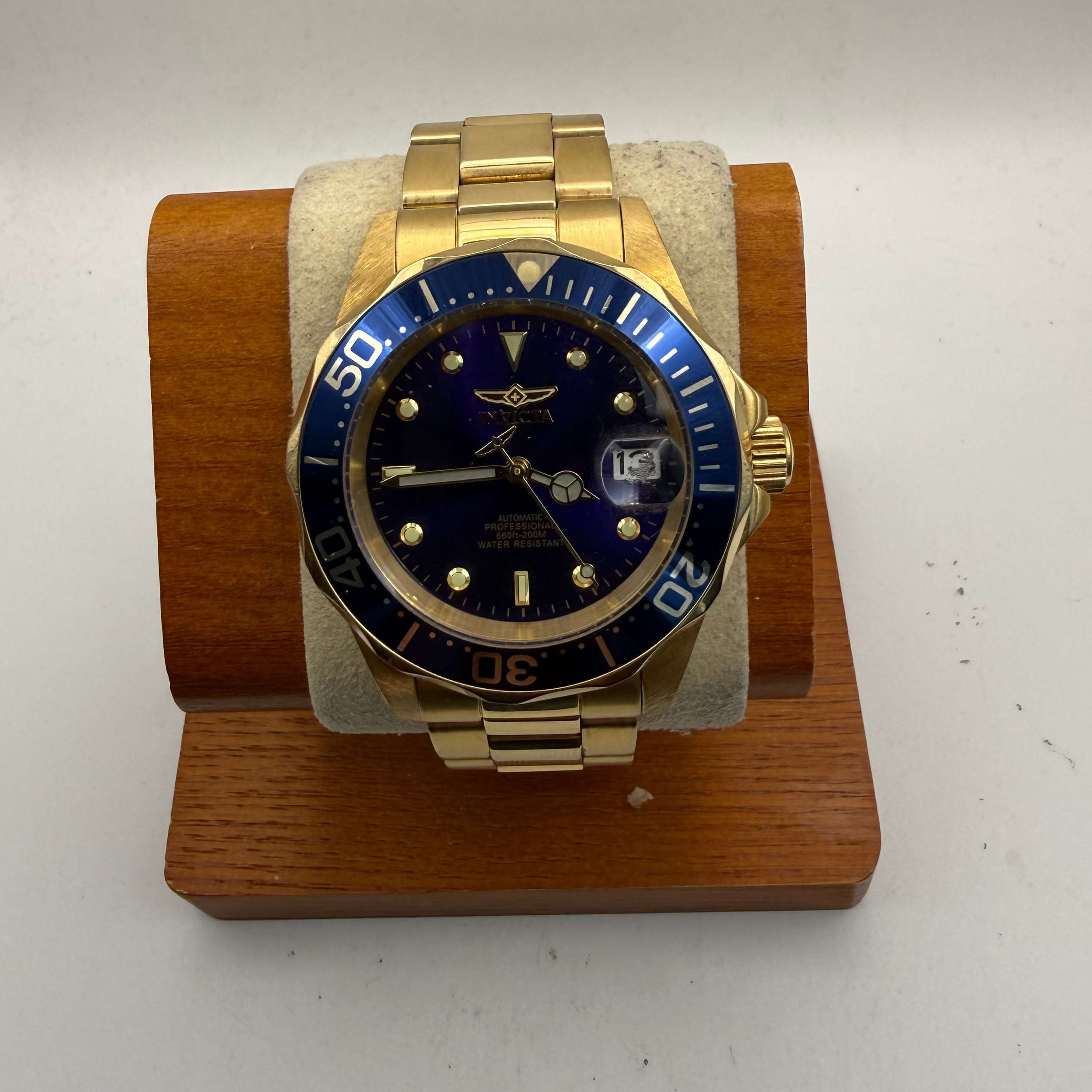 Invicta Pro Diver Automatic Gold Tone Blue Dial Men’s Watch NH35A Full Set- £110.00