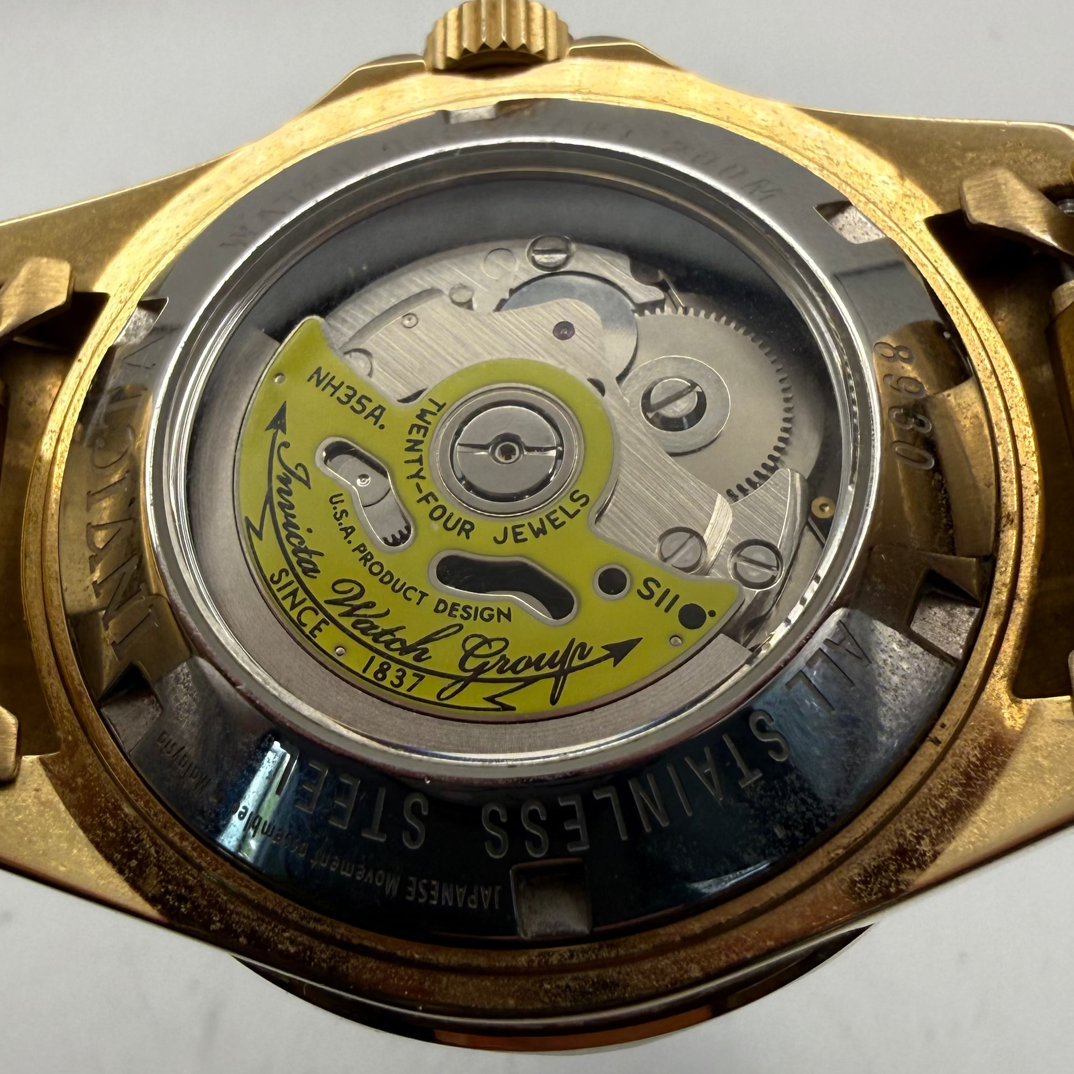 Invicta Pro Diver Automatic Gold Tone Blue Dial Men’s Watch NH35A Full Set- £110.00