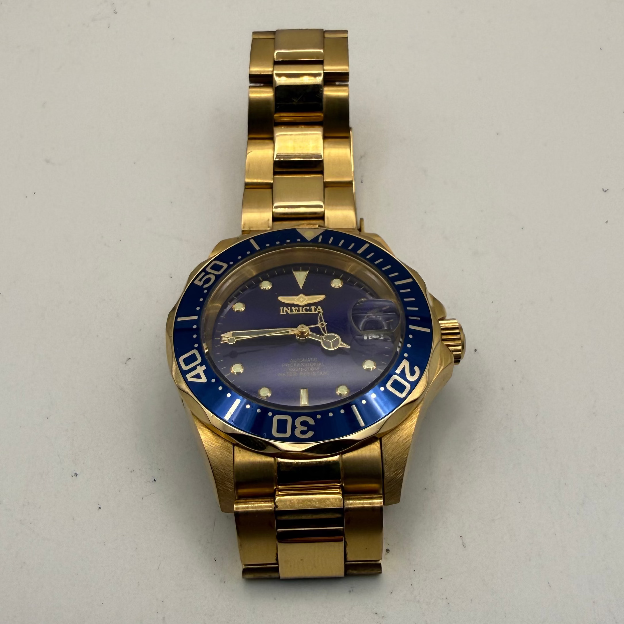 Invicta Pro Diver Automatic Gold Tone Blue Dial Men’s Watch NH35A Full Set- £110.00
