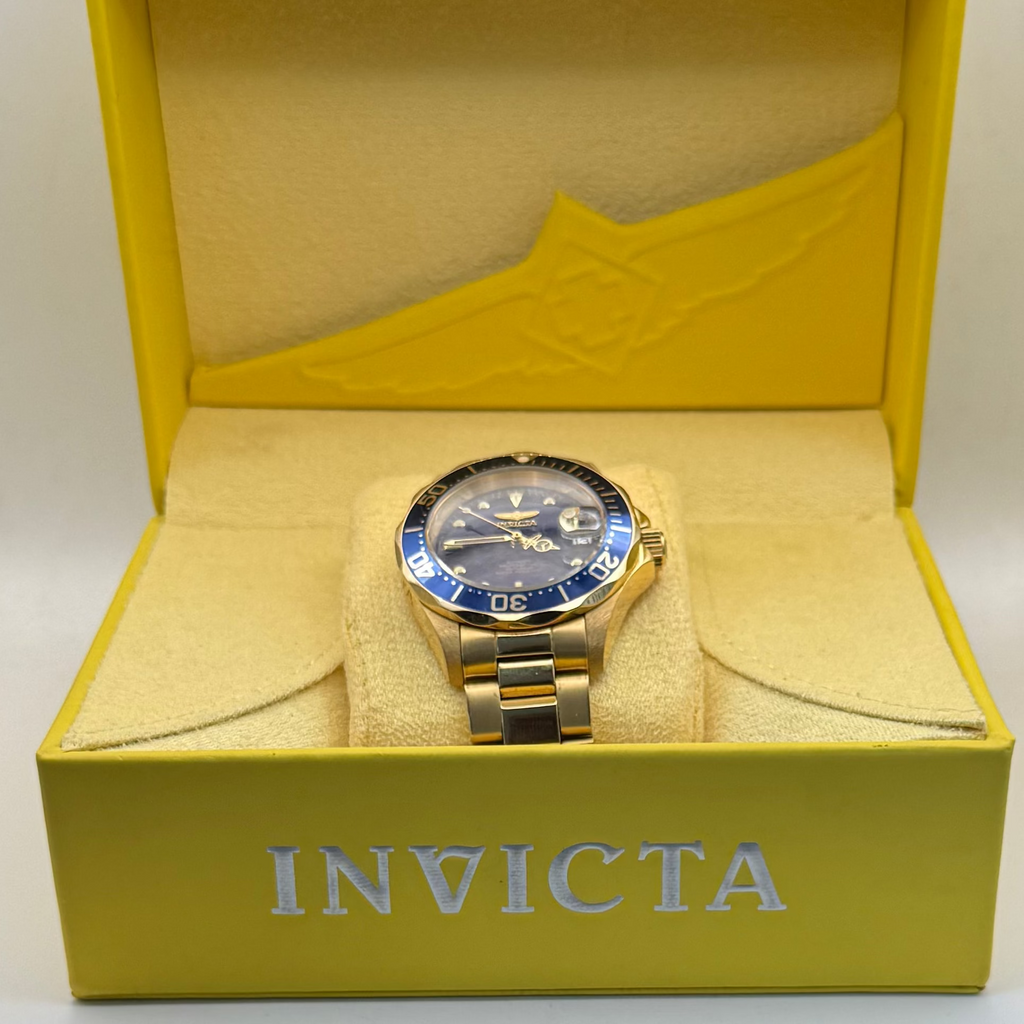 Invicta Pro Diver Automatic Gold Tone Blue Dial Men’s Watch NH35A Full Set- £110.00