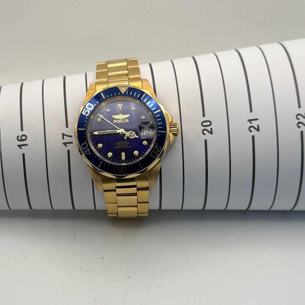Invicta Pro Diver Automatic Gold Tone Blue Dial Men’s Watch NH35A Full Set- £110.00