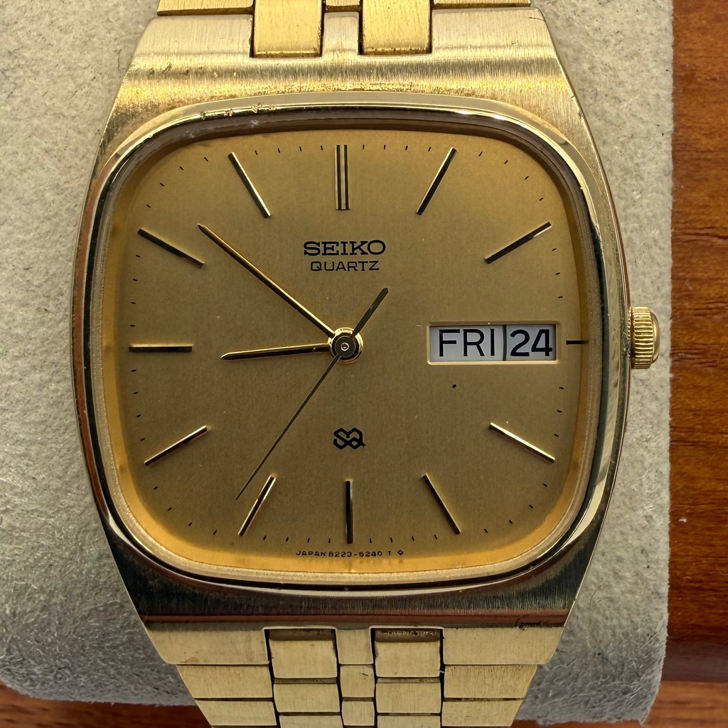 Vintage Seiko Quartz Day-Date Gold Tone Watch 8223-5210 - £69.99