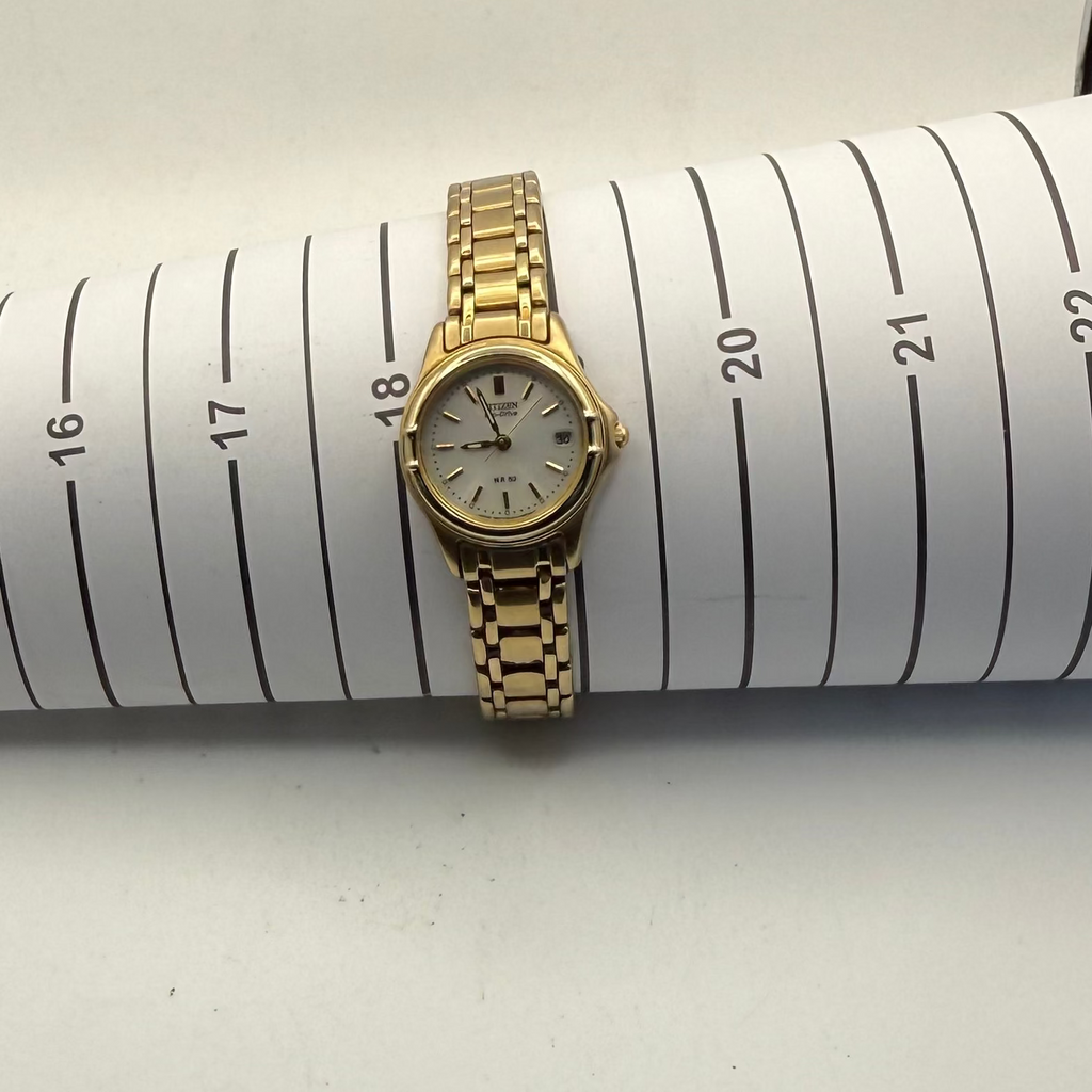 Citizen Eco-Drive Gold Tone Bracelet Watch – WR50 Date Model- £39.95