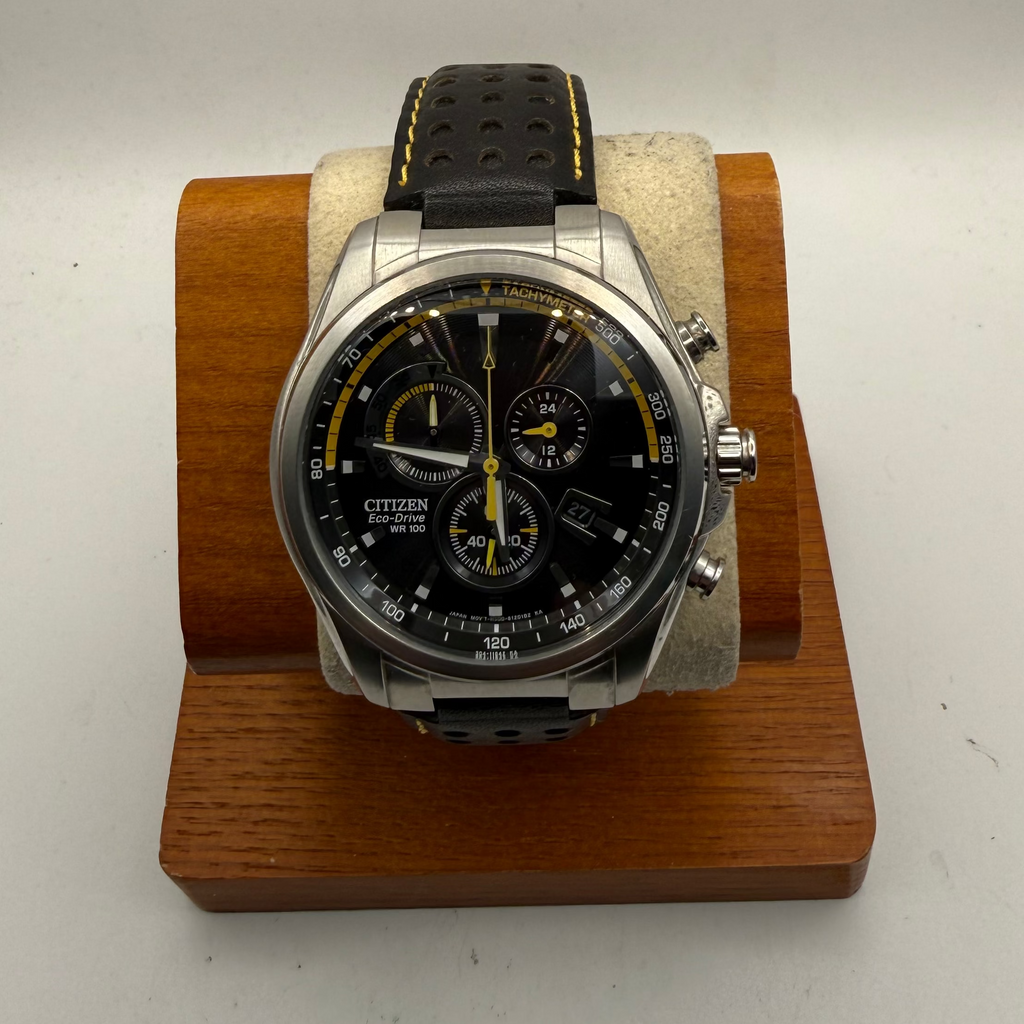 Citizen Eco-Drive H500-S121082 Chronograph WR100 Black & Yellow Racing Dial 48mm- £120.00