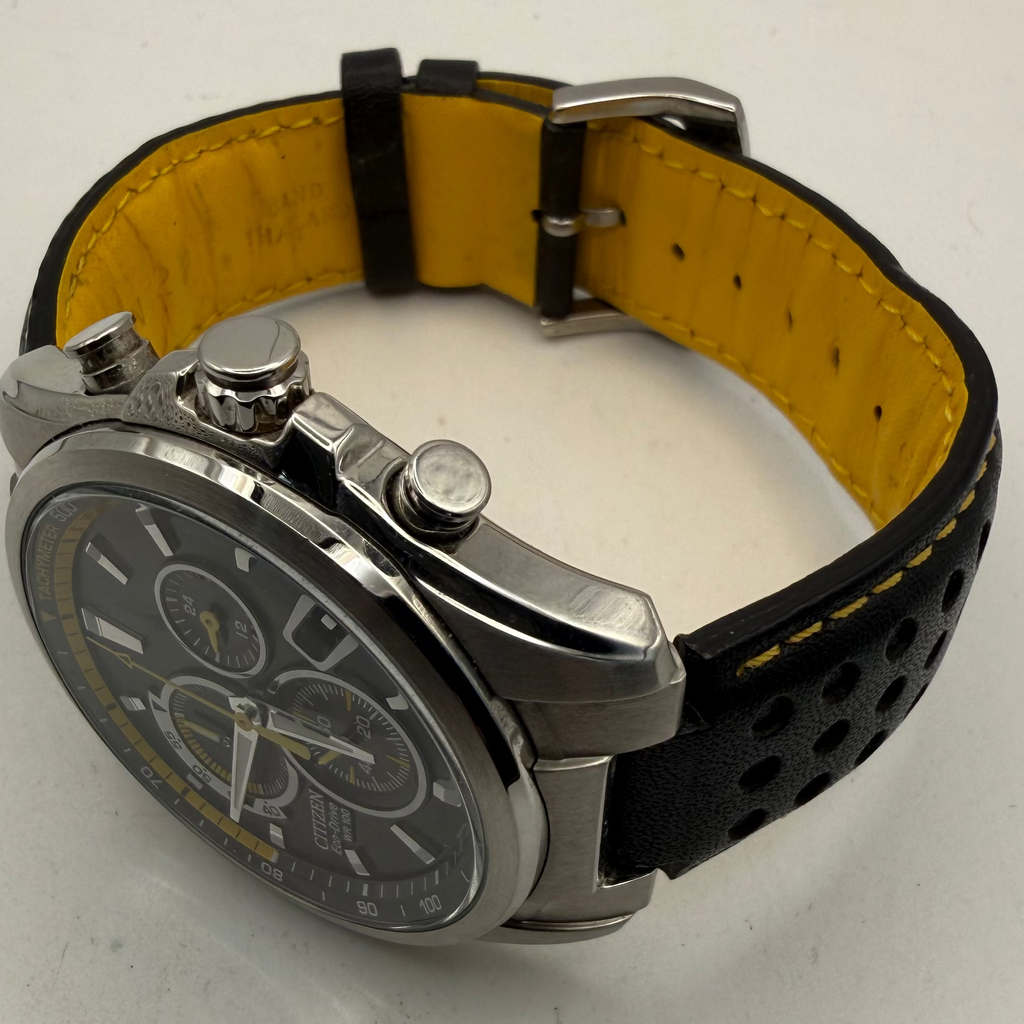 Citizen Eco-Drive H500-S121082 Chronograph WR100 Black & Yellow Racing Dial 48mm- £120.00