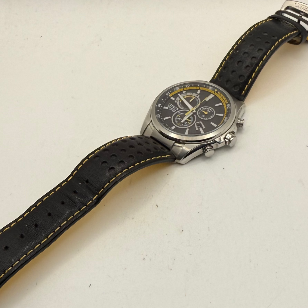 Citizen Eco-Drive H500-S121082 Chronograph WR100 Black & Yellow Racing Dial 48mm- £120.00