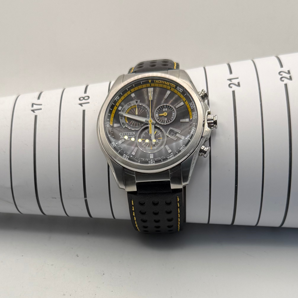 Citizen Eco-Drive H500-S121082 Chronograph WR100 Black & Yellow Racing Dial 48mm- £120.00