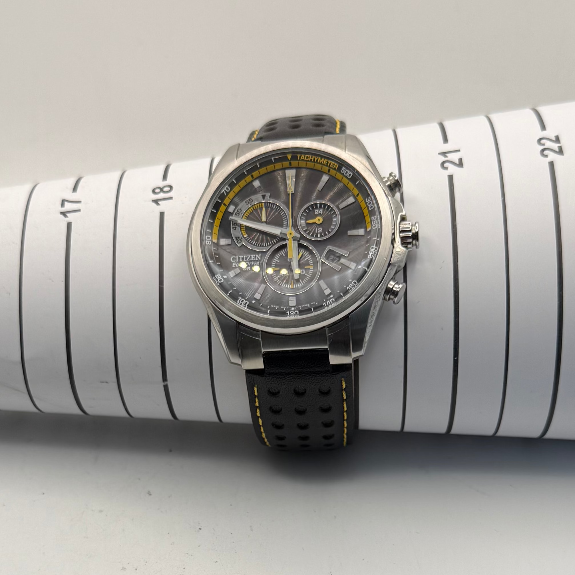 Citizen Eco-Drive H500-S121082 Chronograph WR100 Black & Yellow Racing Dial 48mm- £120.00
