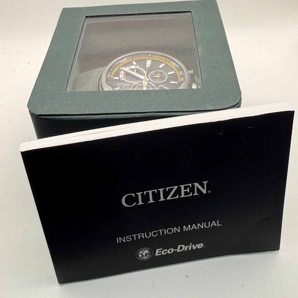 Citizen Eco-Drive H500-S121082 Chronograph WR100 Black & Yellow Racing Dial 48mm- £120.00