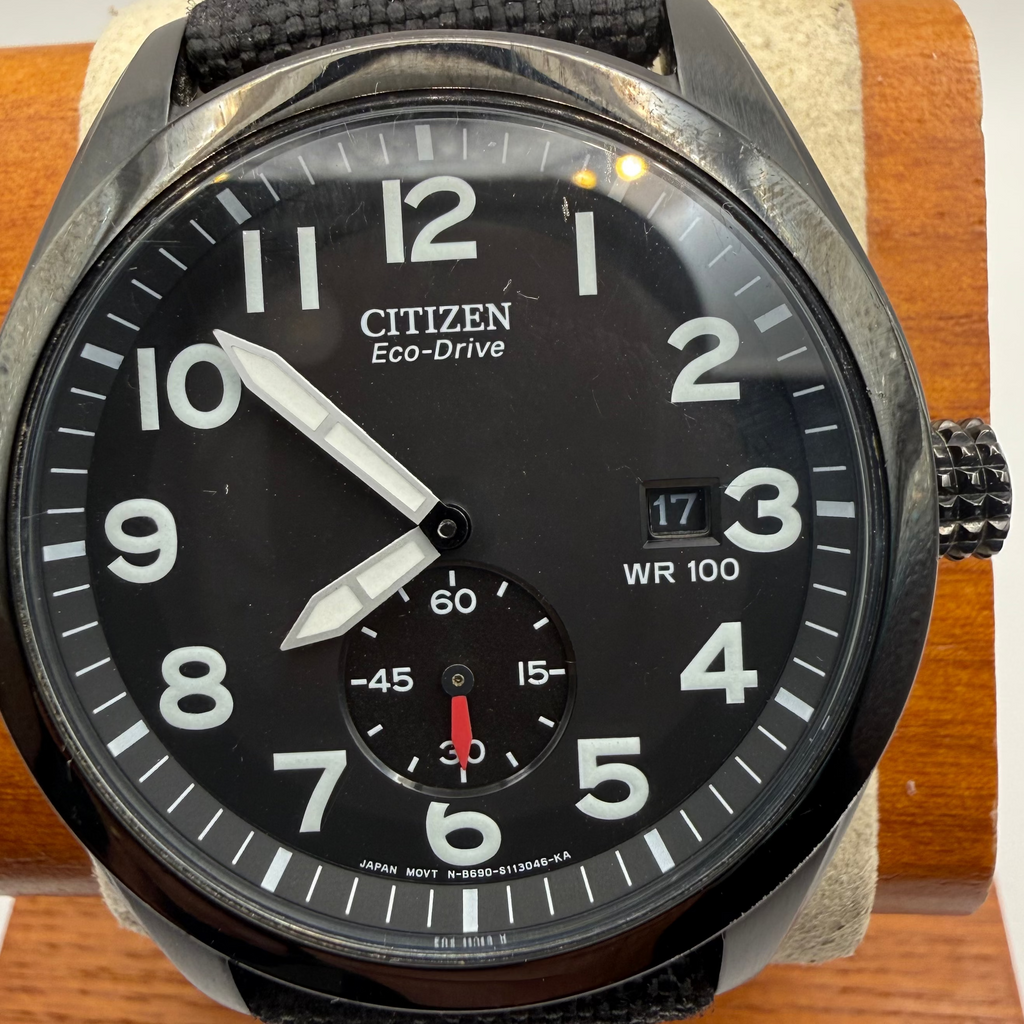 Citizen Eco-Drive B690-S077874 Military Style Black PVD WR100 46mm Men's Watch Boxed- £95.00