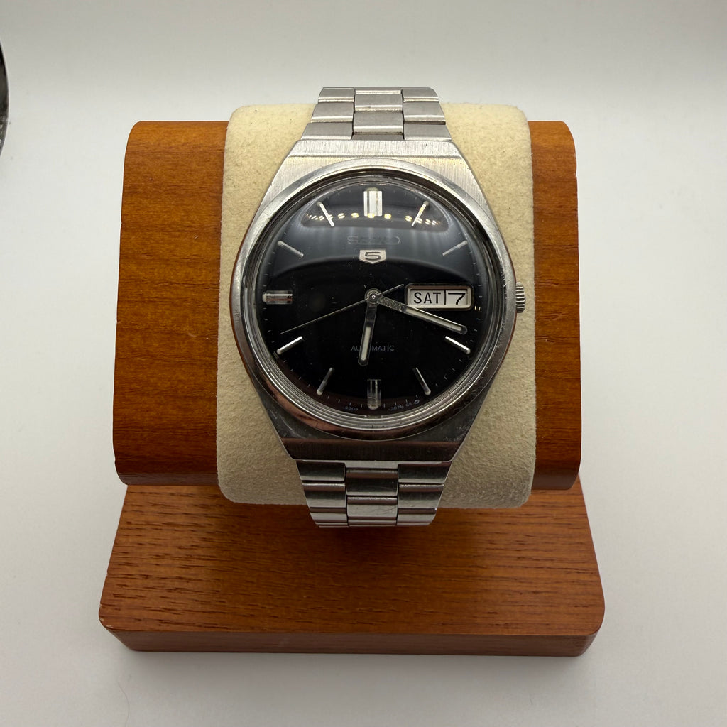 Seiko 5 Automatic Vintage Black Dial Day Date Men's Watch 6309-8930 38mm