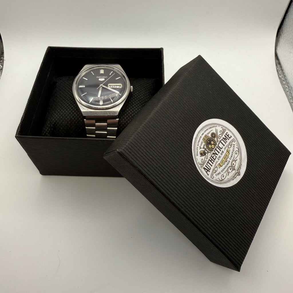 Seiko 5 Automatic Vintage Black Dial Day Date Men's Watch 6309-8930 38mm