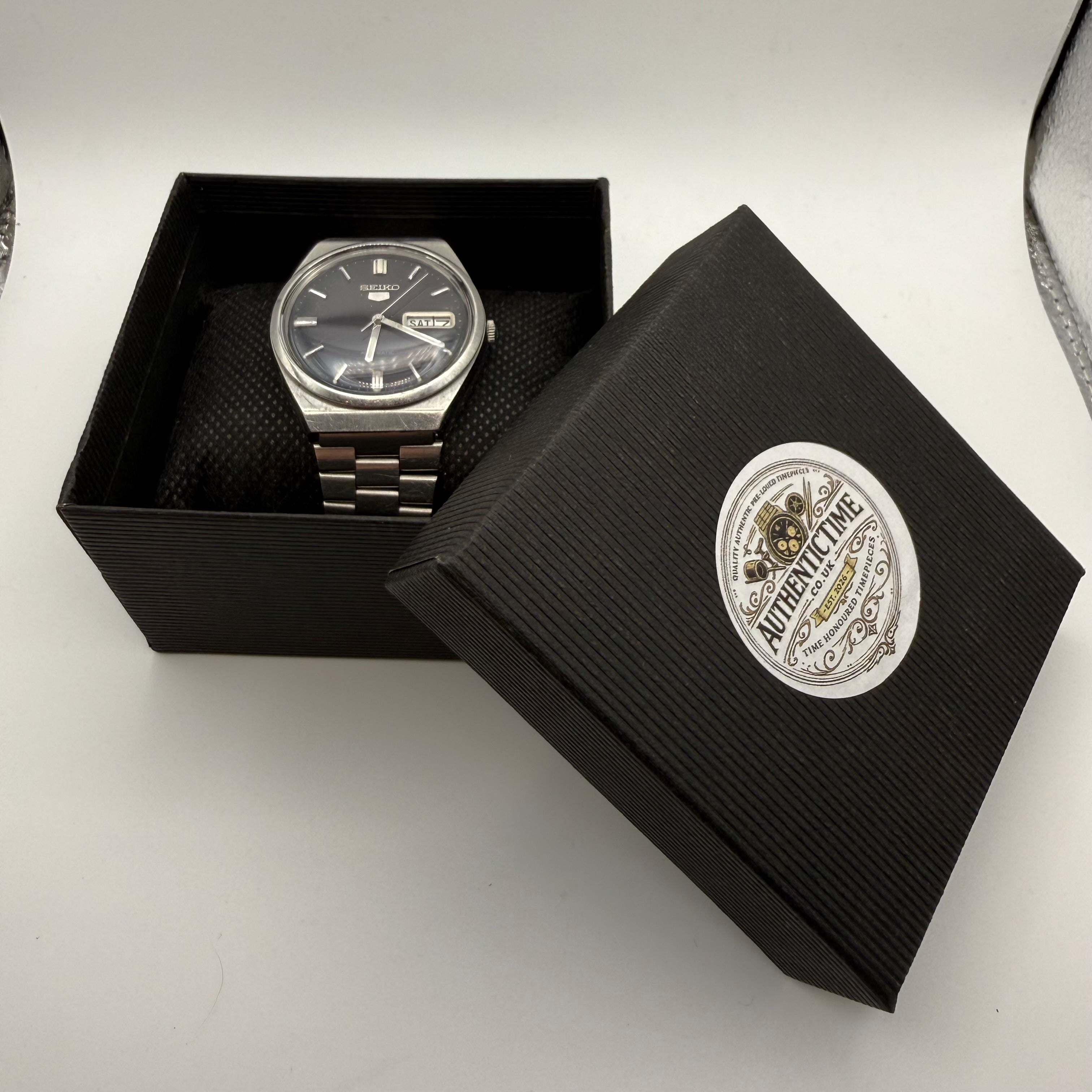 Seiko 5 Automatic Vintage Black Dial Day Date Men's Watch 6309-8930 38mm