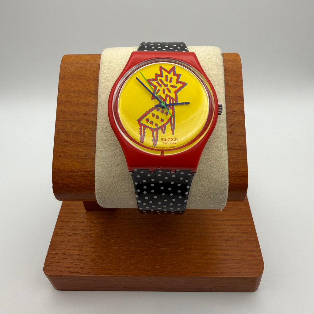 Vintage Swatch “Pop Art” Style – Red Case / Yellow Dial / Polka- £27.99