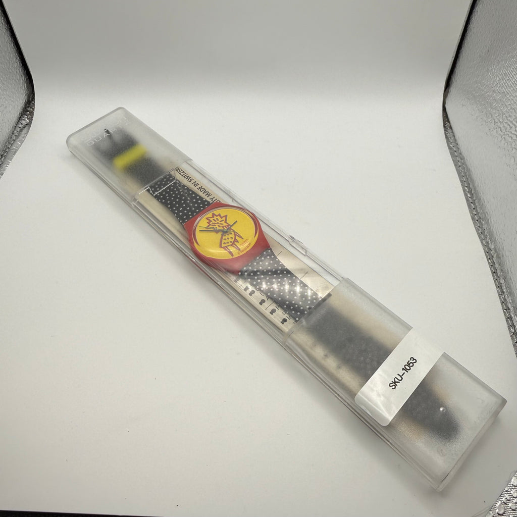 Vintage Swatch “Pop Art” Style – Red Case / Yellow Dial / Polka- £27.99