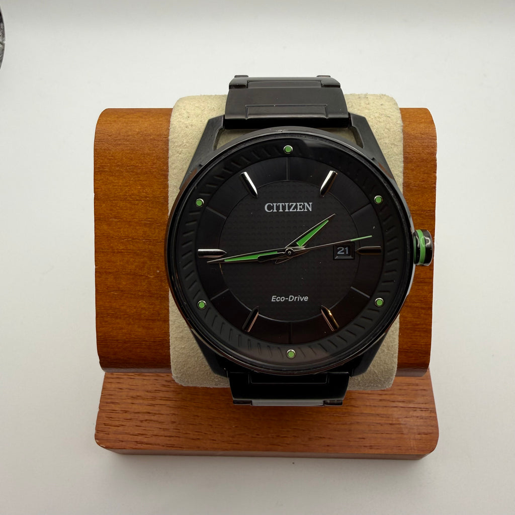 Citizen Eco-Drive Black PVD – Green Accent- £179.99