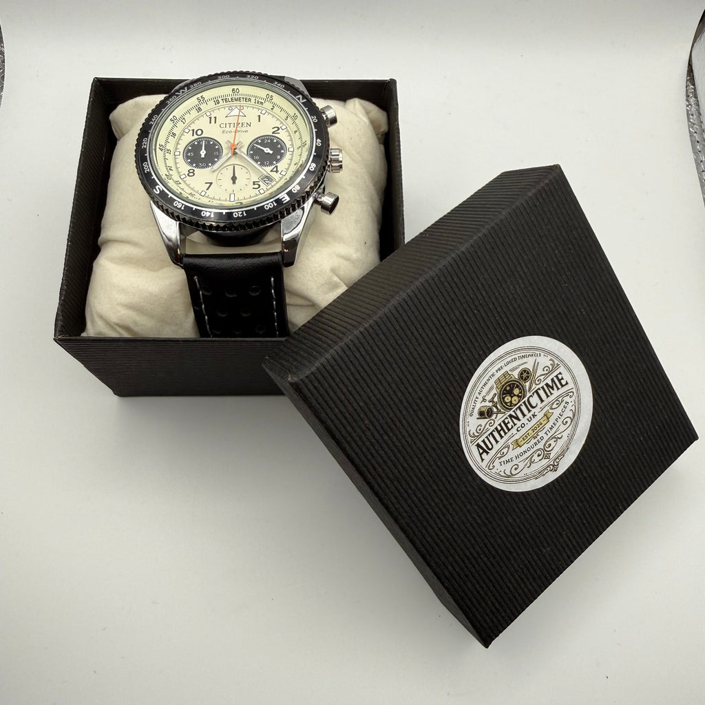 Citizen Eco-Drive Chronograph CA4210-24E – Pilot Telemeter – Cream Dial- £159.99
