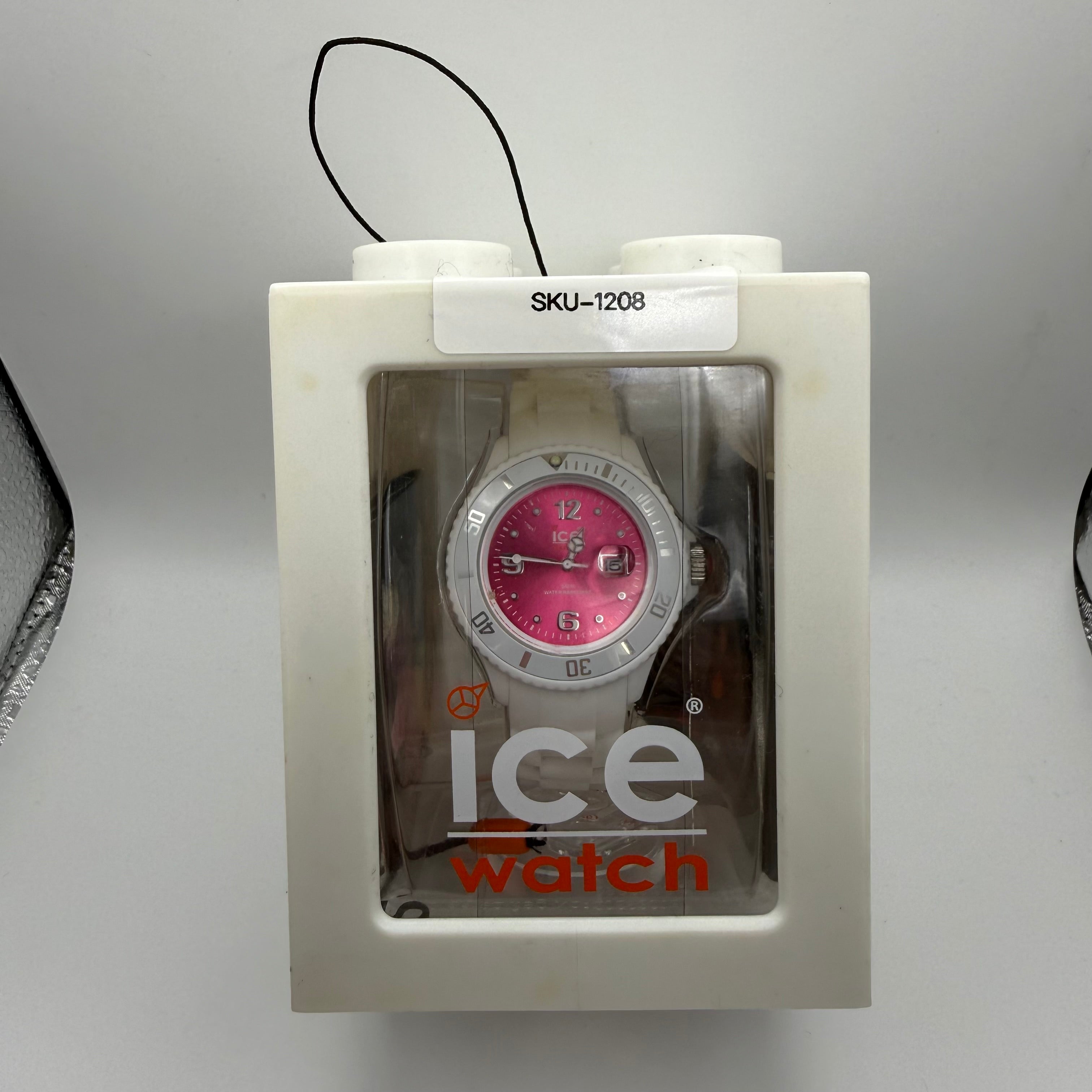 Ice Watch ladies quartz watch in crisp white with a vibrant pink dial- £39.95