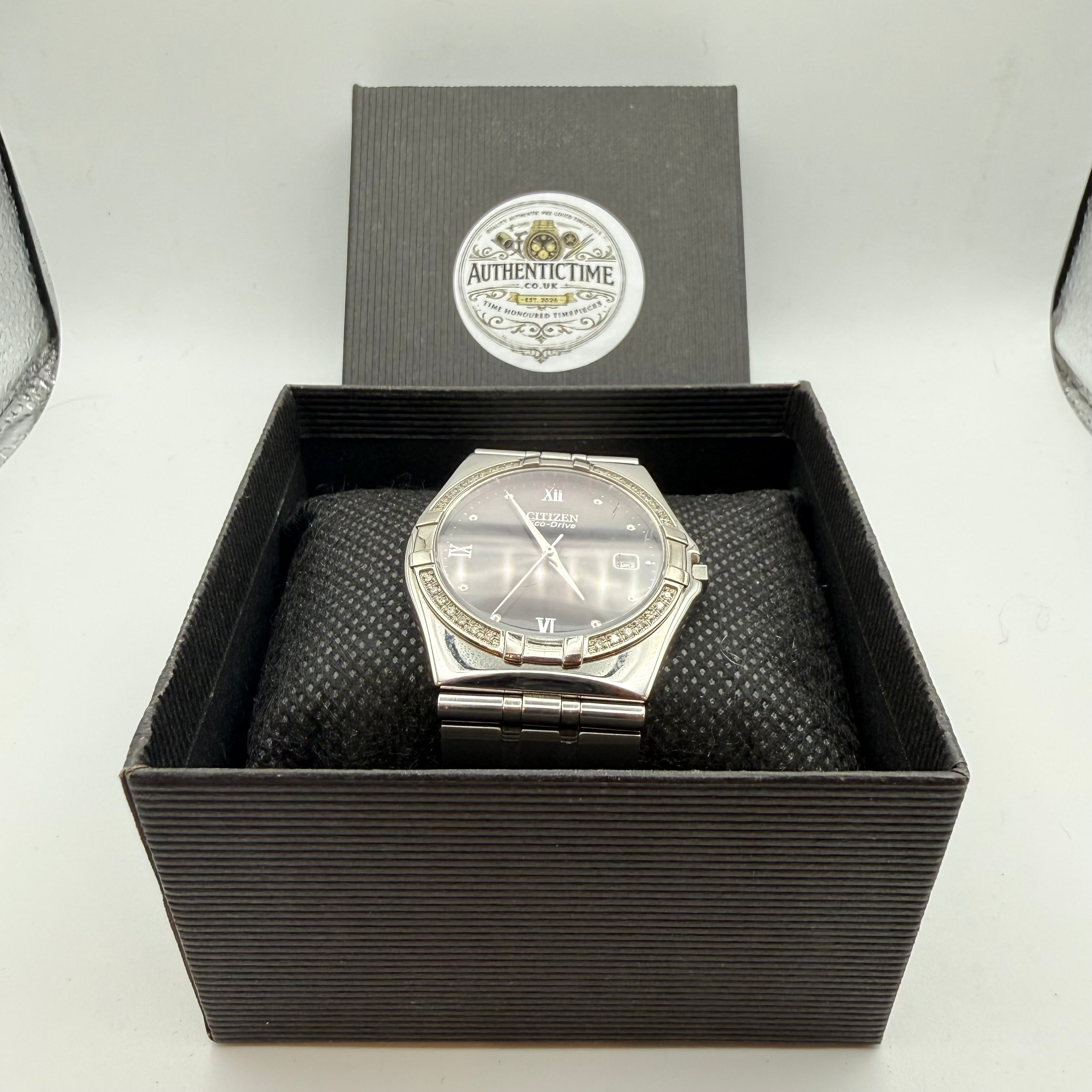 Citizen Eco-Drive Diamond Bezel – Stainless Steel – Black Dial- £69.99