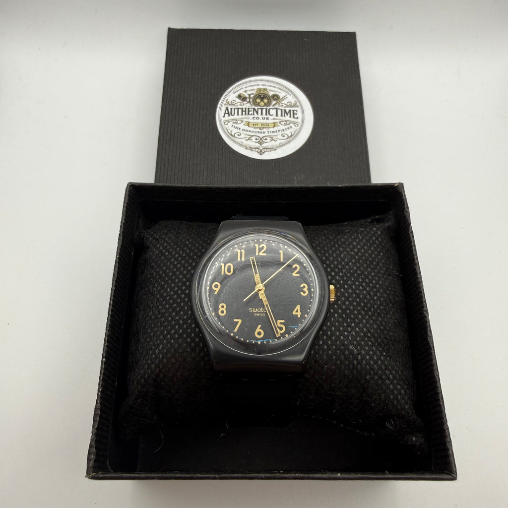 Swatch Swiss Black & Gold Classic Watch- £16.99