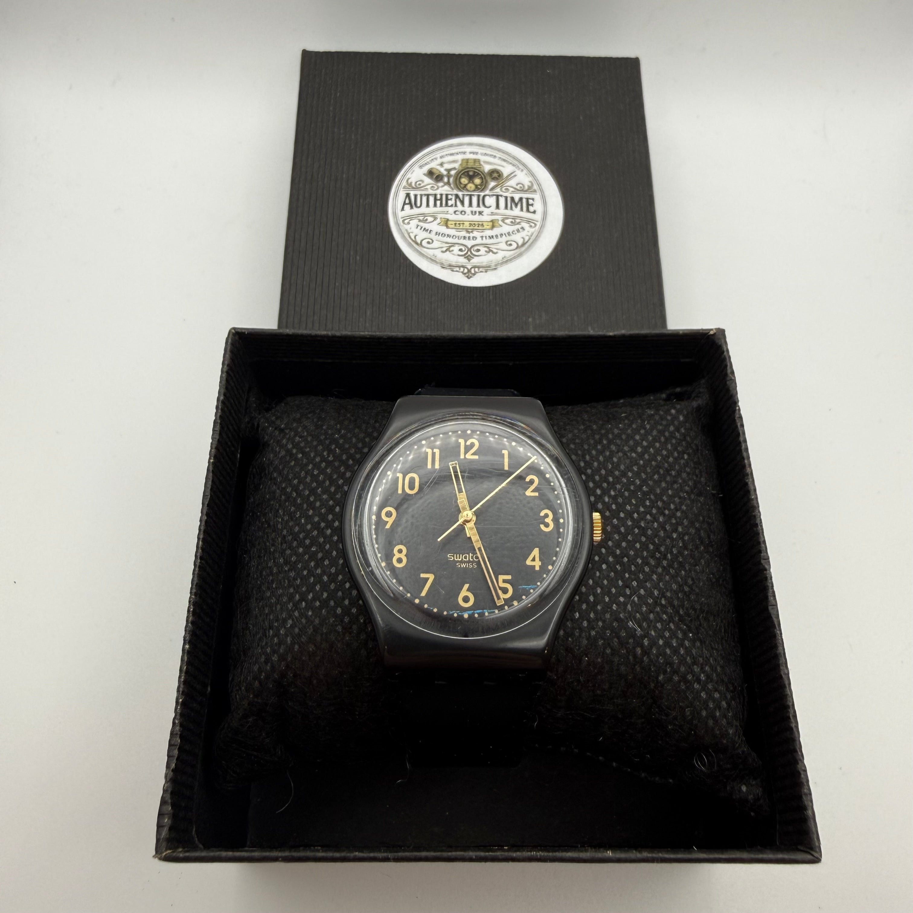 Swatch Swiss Black & Gold Classic Watch- £16.99