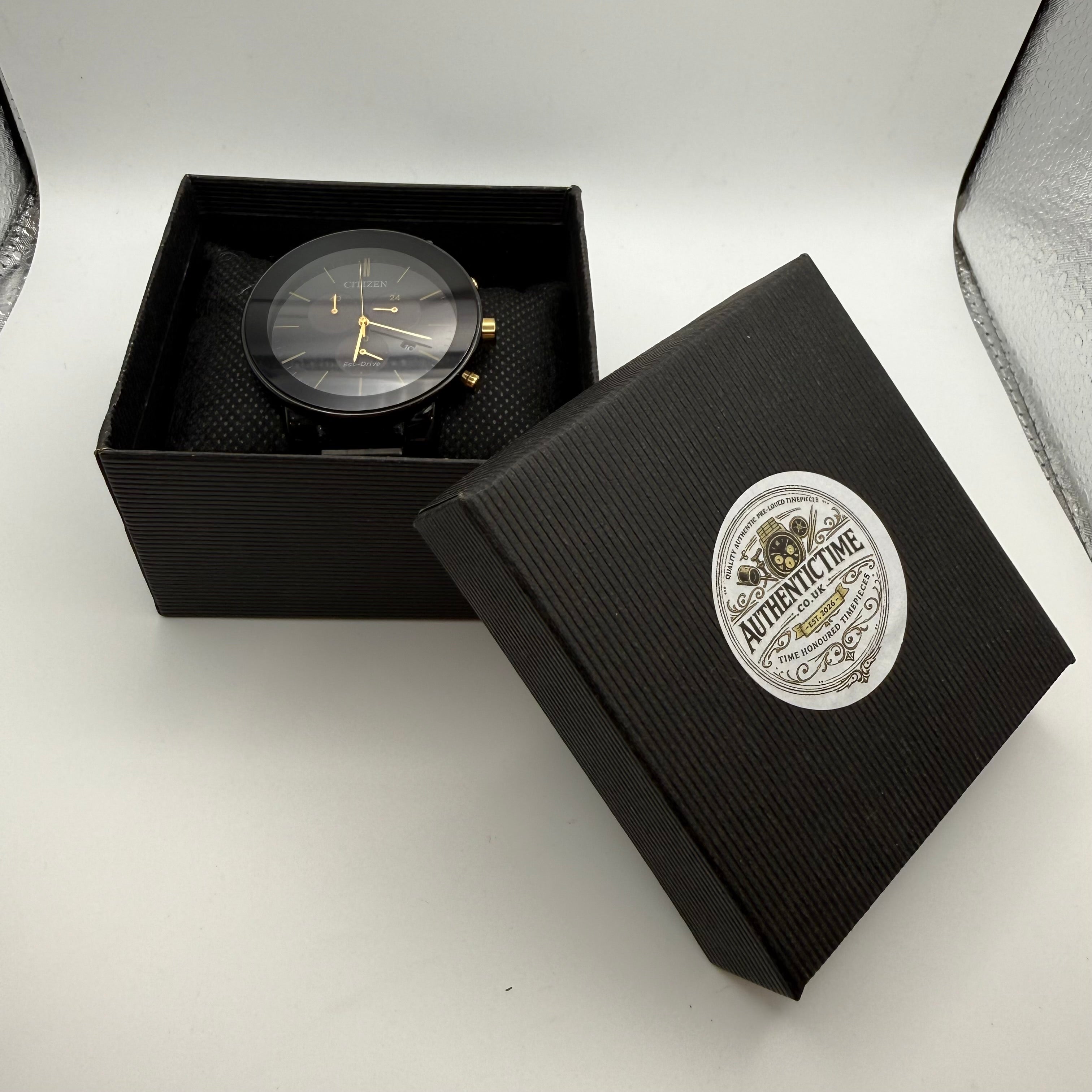 Citizen Eco-Drive Chronograph – Black & Gold Dial- £99.99
