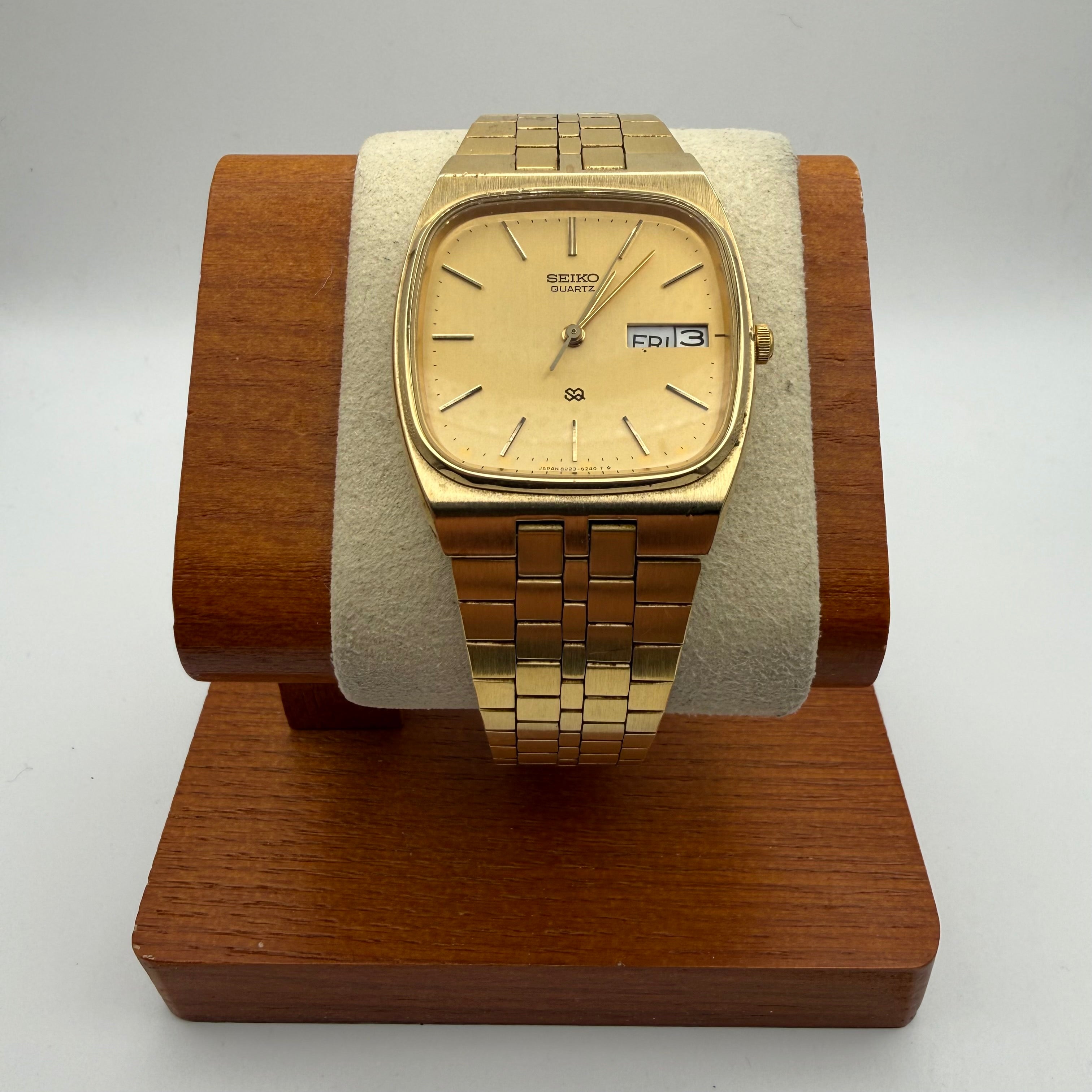 Vintage Seiko Quartz Day-Date Gold Tone Watch 8223-5210 - £69.99