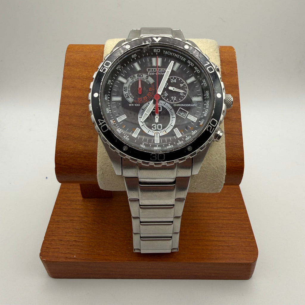 Citizen Eco-Drive Chronograph WR100 (H500-S081629) – Black Dial- £109.99