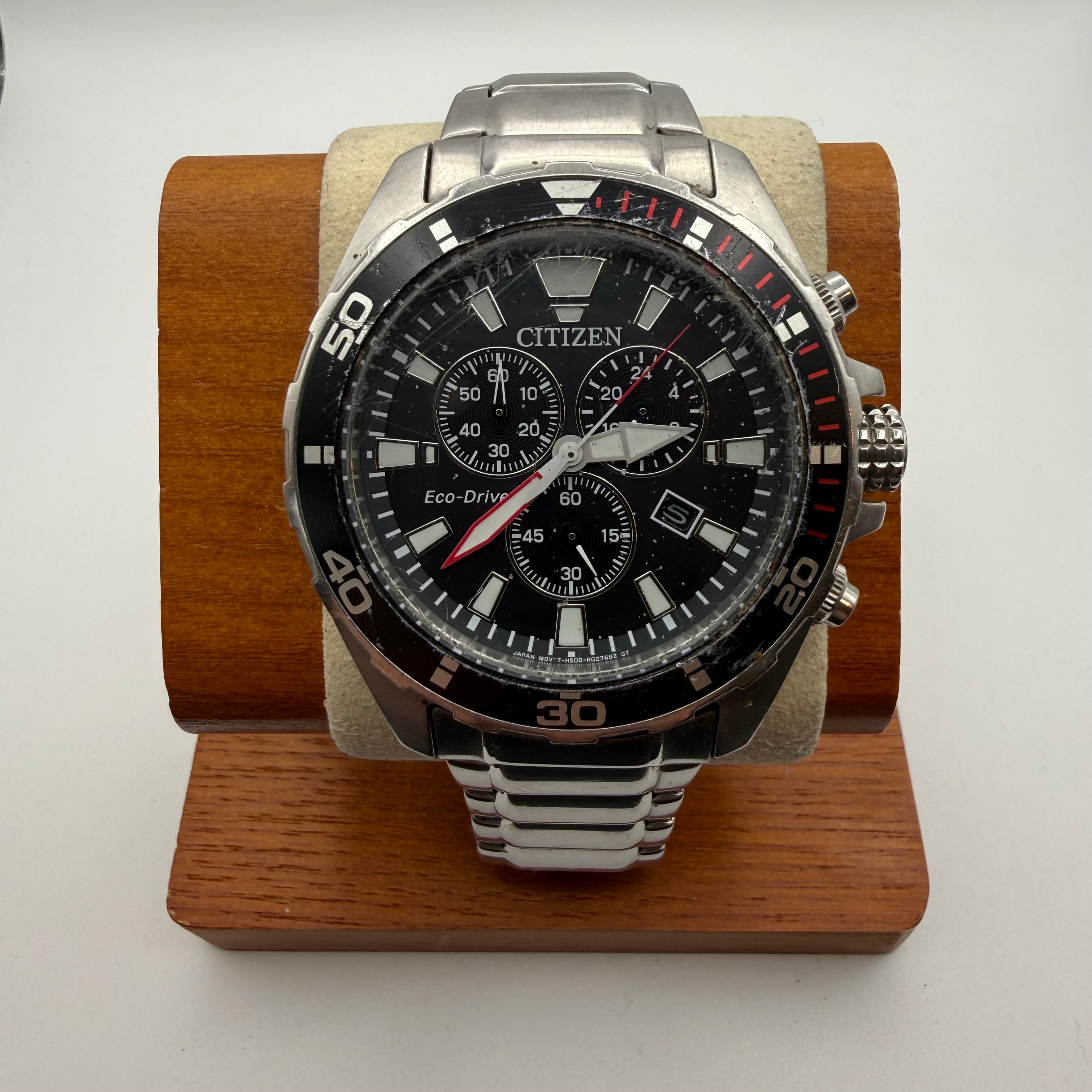 Citizen Eco-Drive Chronograph Stainless Steel Watch – Black Dial- £119.99