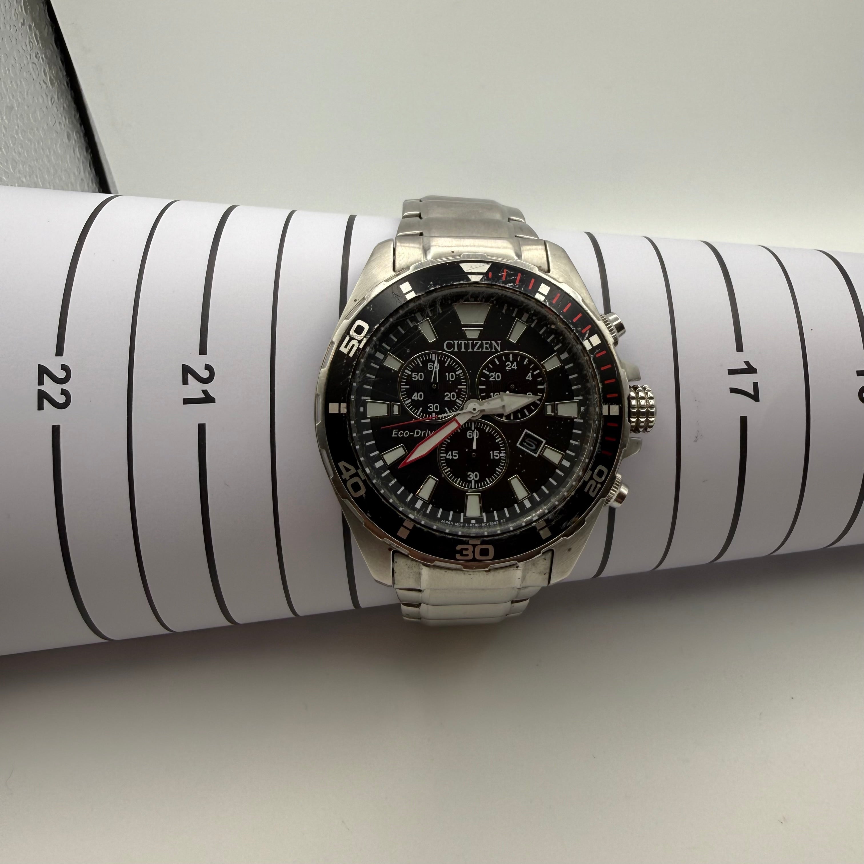 Citizen Eco-Drive Chronograph Stainless Steel Watch – Black Dial- £119.99