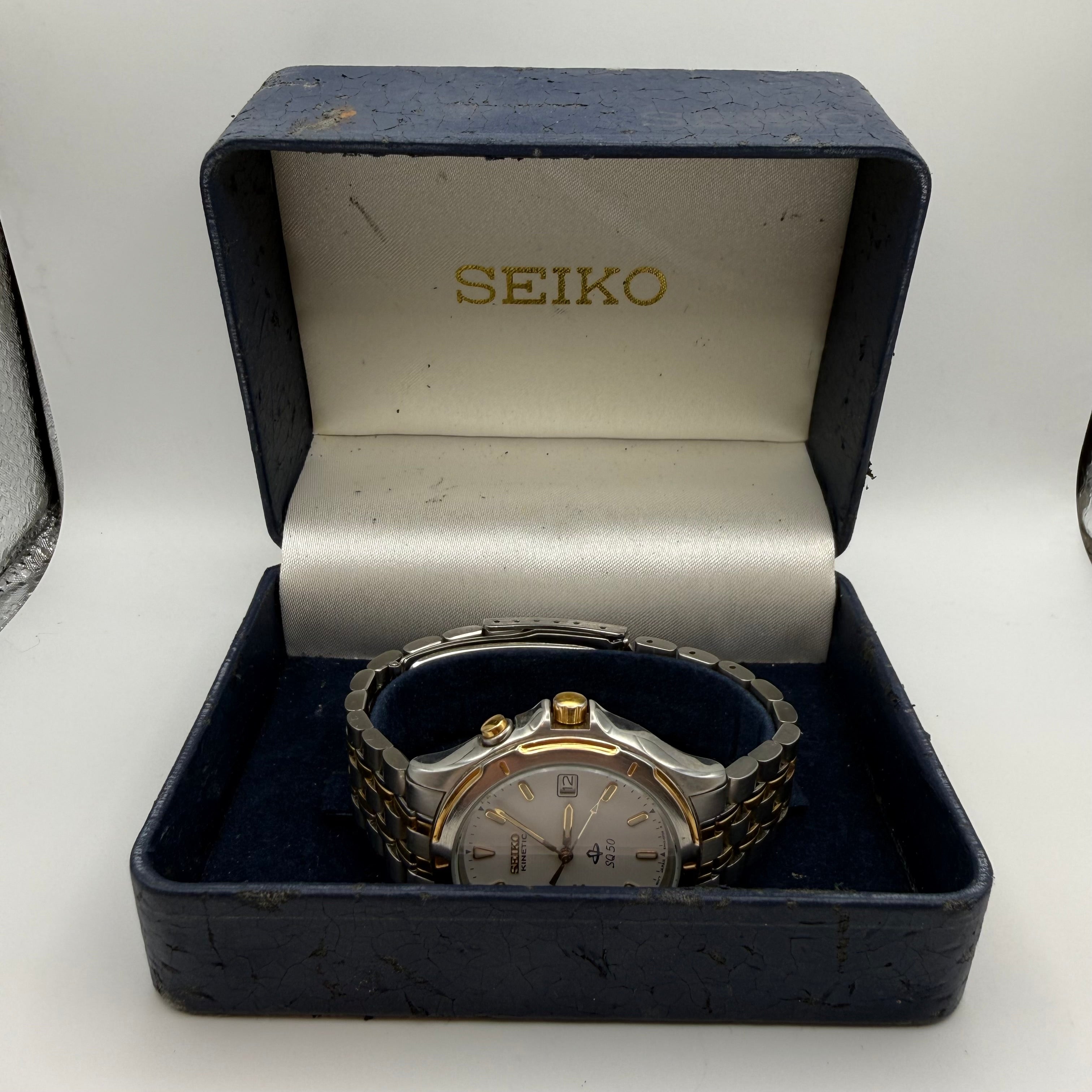 Seiko Kinetic SQ50 5M42-0F00 Two Tone Date Watch- £89.99