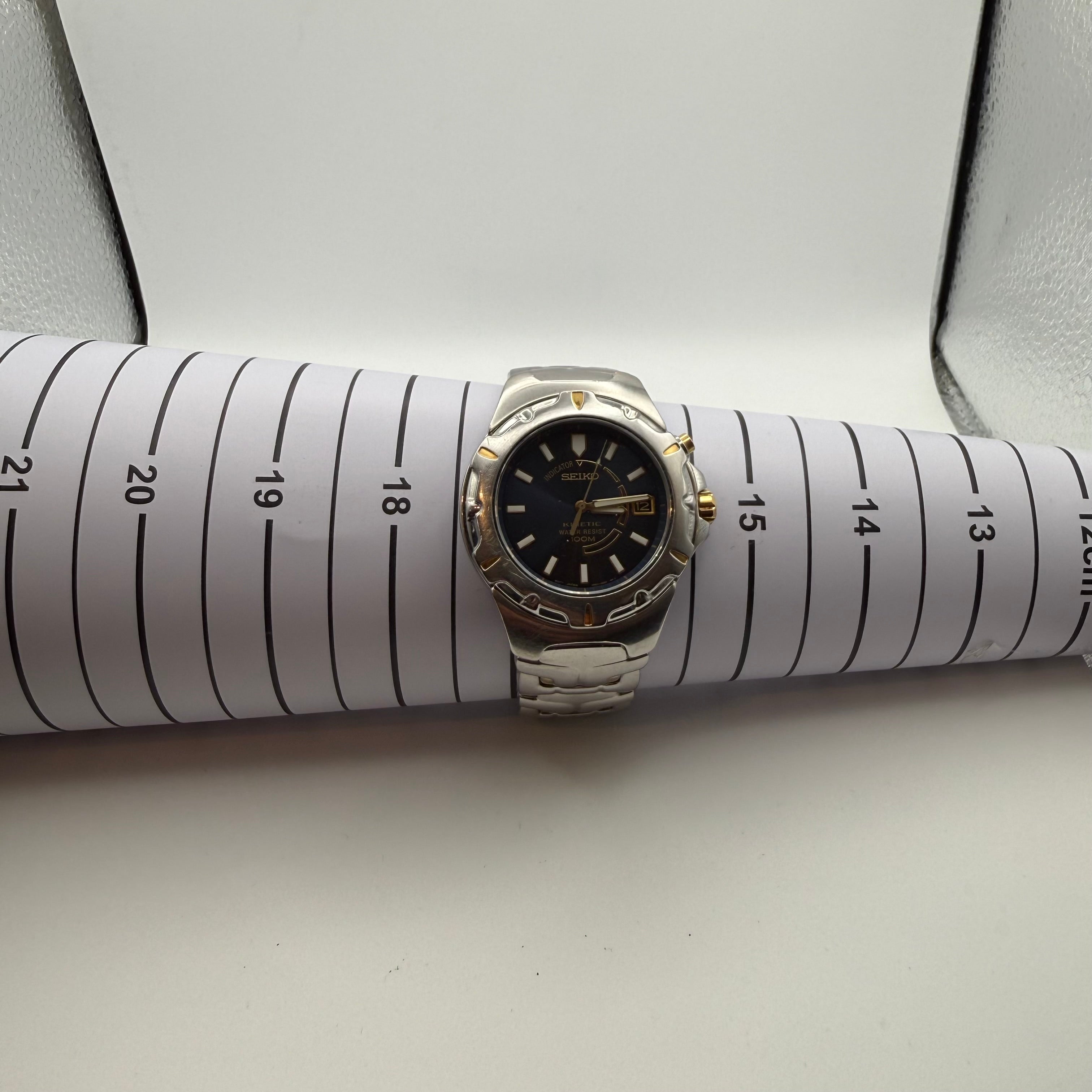 Seiko Kinetic 100m Date Blue Dial Stainless Steel Watch 5M62-0K79- £109.99