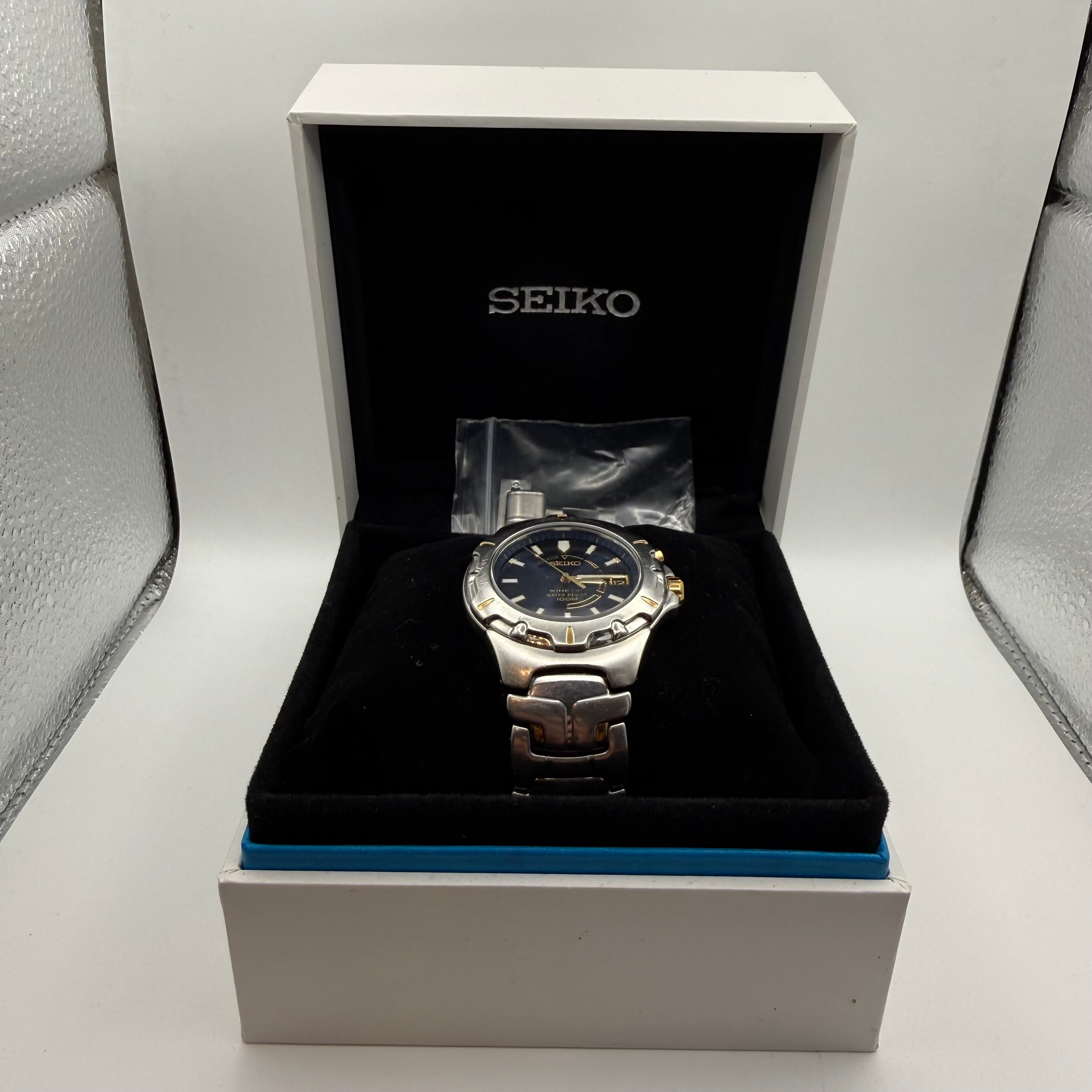 Seiko Kinetic 100m Date Blue Dial Stainless Steel Watch 5M62-0K79- £109.99