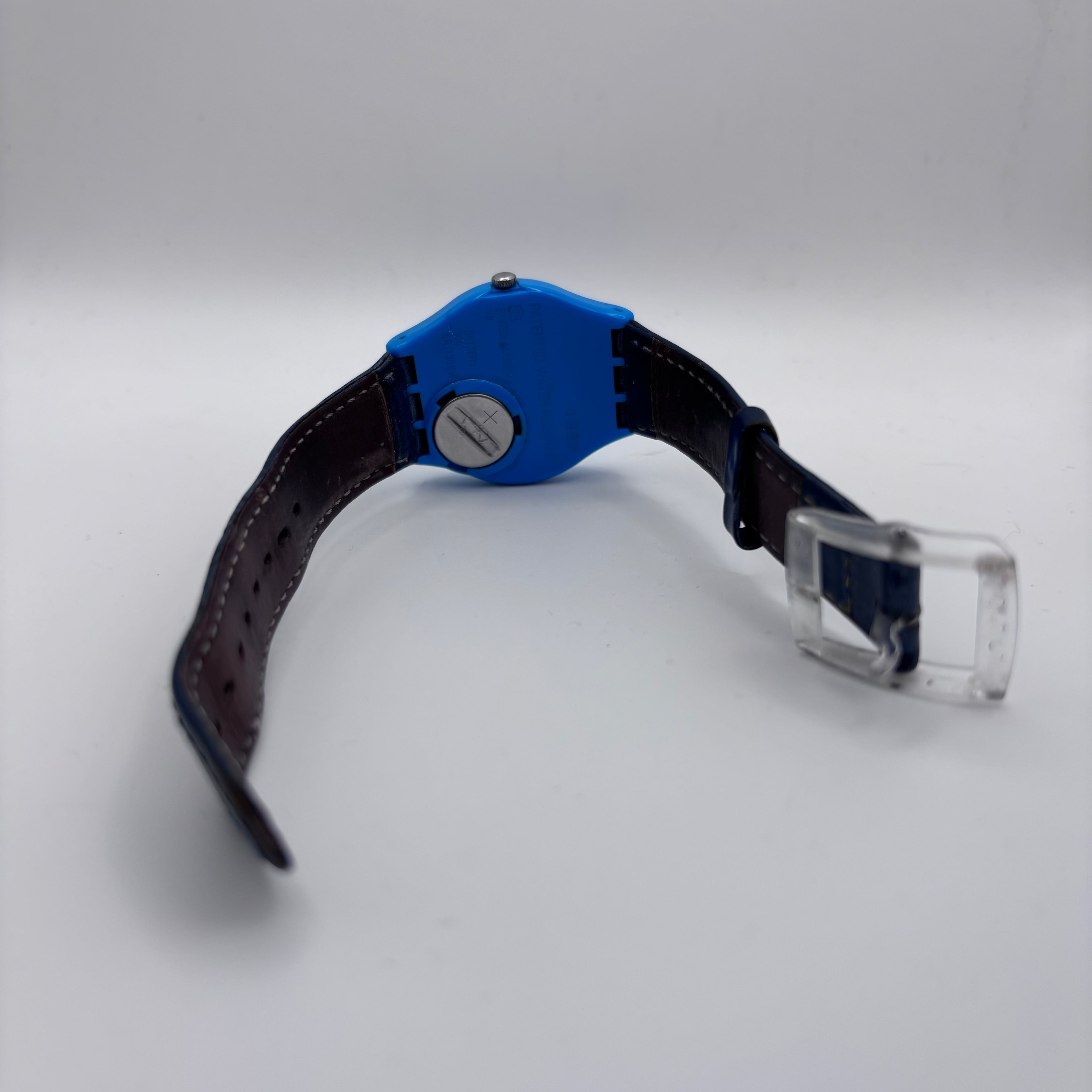 Swatch Swiss quartz watch Blue with Blue leather strap- £19.99