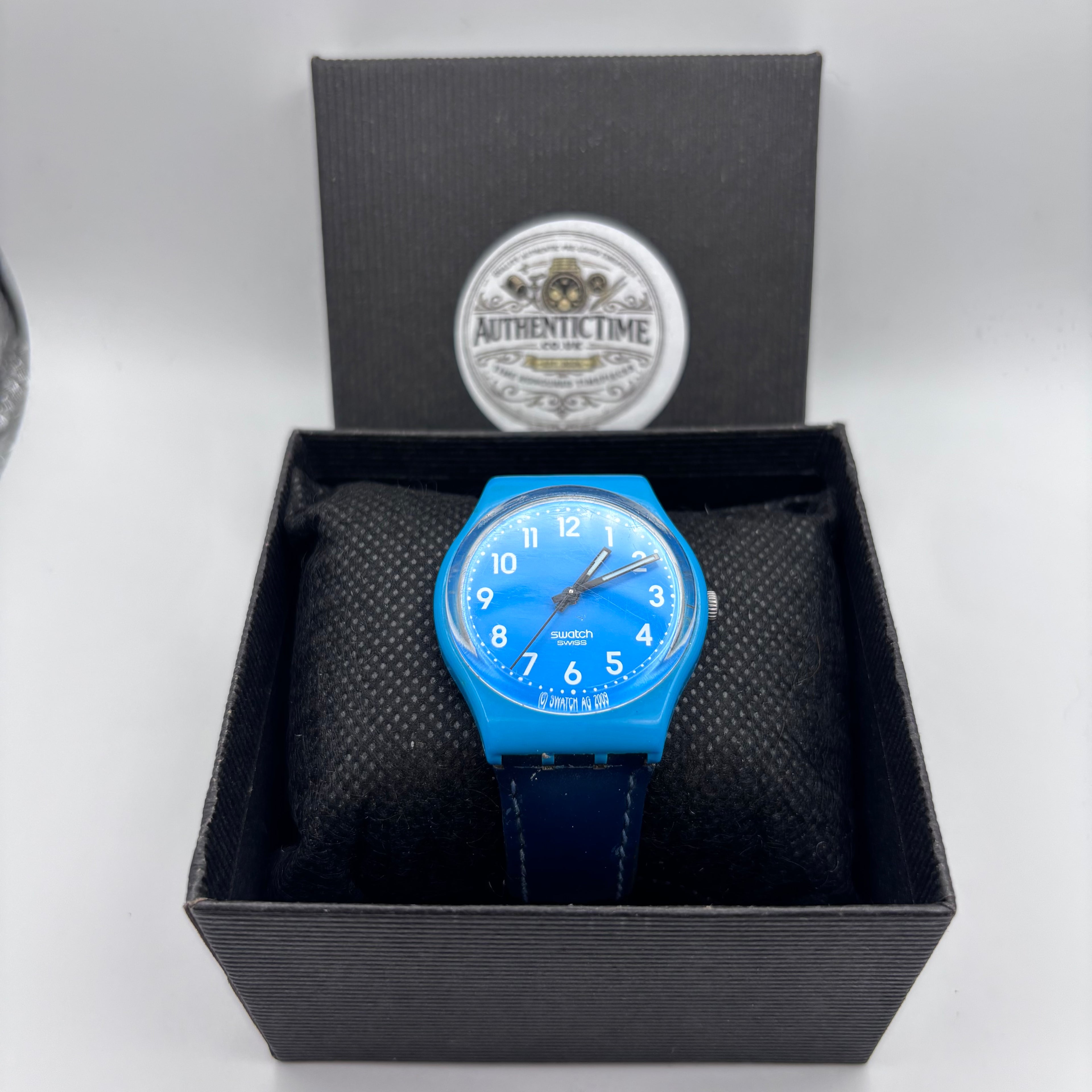 Swatch Swiss quartz watch Blue with Blue leather strap- £19.99