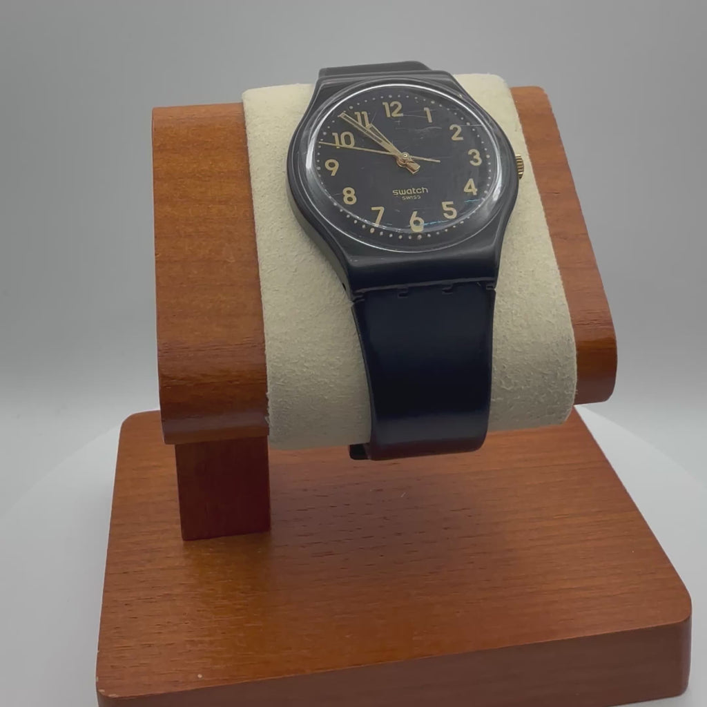 Swatch Swiss Black & Gold Classic Watch- £16.99