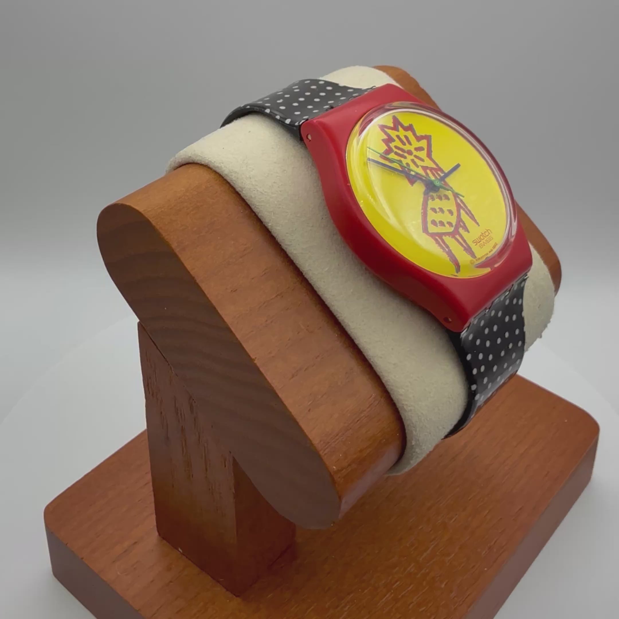 Vintage Swatch “Pop Art” Style – Red Case / Yellow Dial / Polka- £27.99