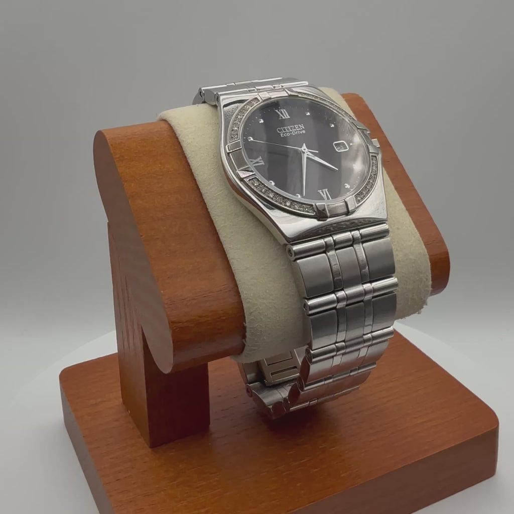 Citizen Eco-Drive Diamond Bezel – Stainless Steel – Black Dial- £69.99