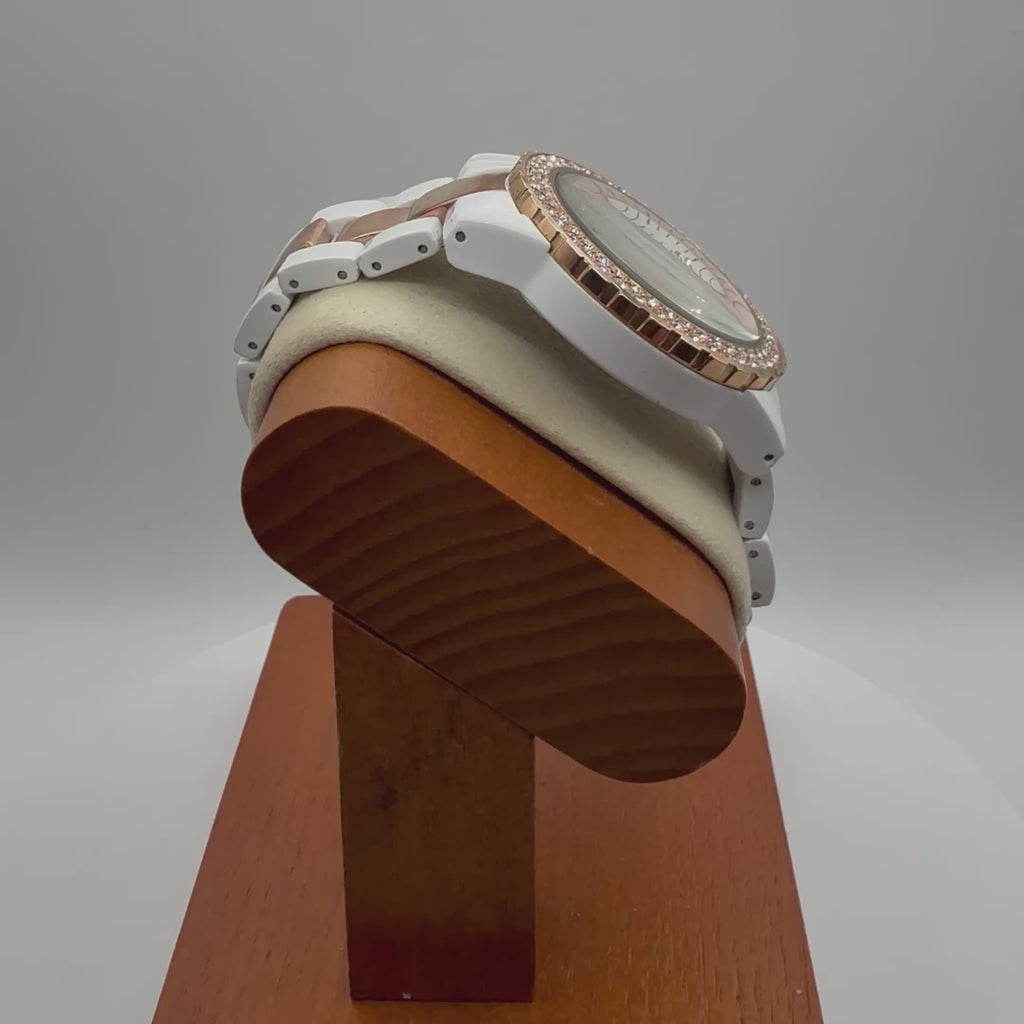 Gossip Quartz Ladies Watch Set (White &amp; Rose Gold) – Boxed with Changeable Bezels- £19.99